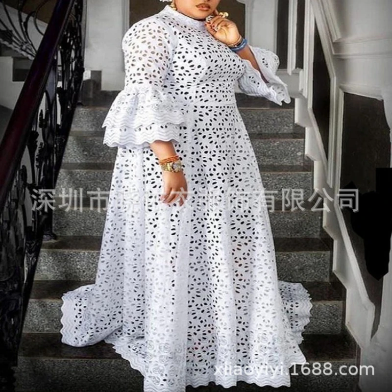 Winter Clothing Trends 2025 - White Dress Women Flare Sleeve O