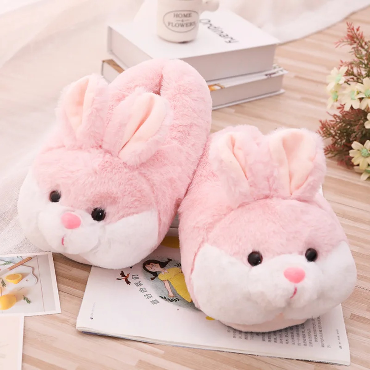 Winter Clothing Material - Women House Fur Slippers Casual Cute