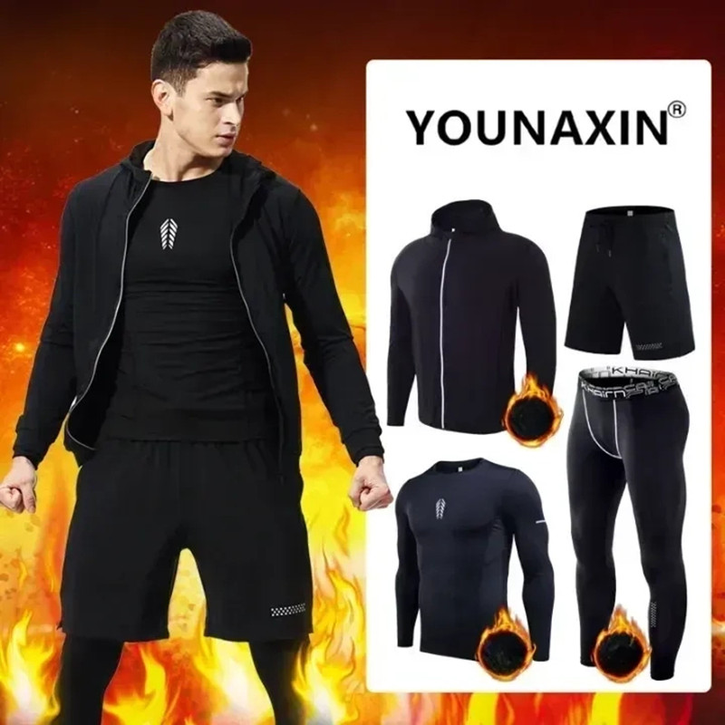 Winter Yoga Clothing - 4-piece Men's Fitness Clothing Set Winter
