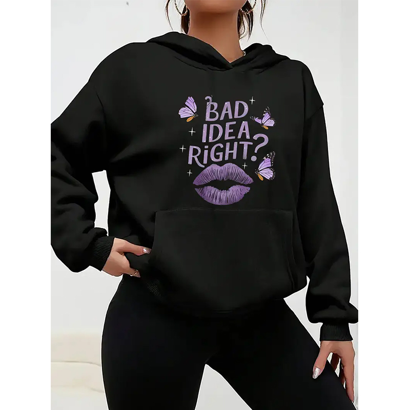 Winter Clothing Ideas - Women's Black Hoodies Slogan 