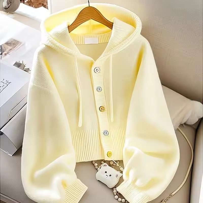 Fashion Hooded Knitted Sweater - Yellow Winter Clothing review and price
