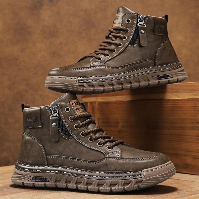 Men Leather High Top Ankle Boo - Winter Clothing Material review and price