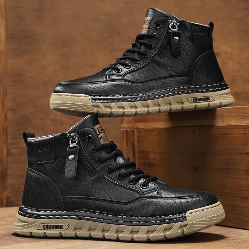 Men Leather High Top Ankle Boo - Winter Clothing Material review and price