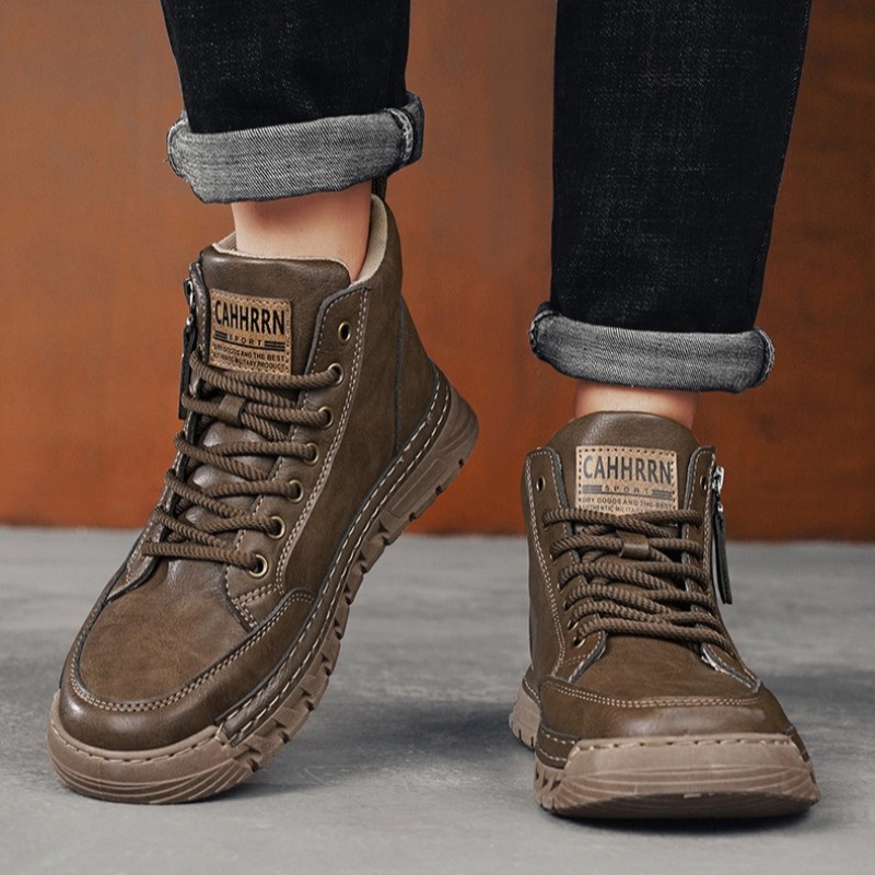 Men Leather High Top Ankle Boo - Winter Clothing Material review and price