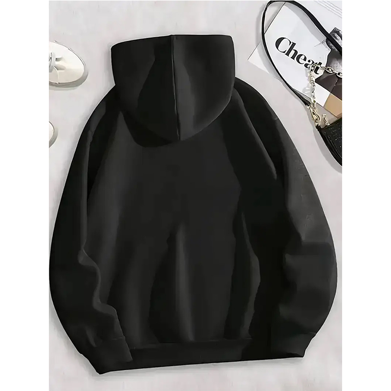 Women's Black Hoodies Slogan 