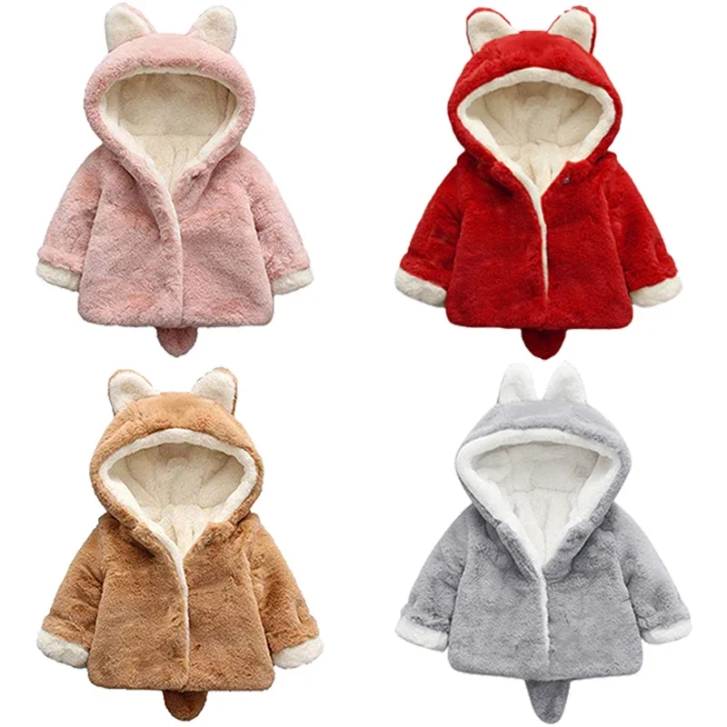 Cute Cat Ears Plush Baby Jacke - Winter Clothing Toddler Girl review and price