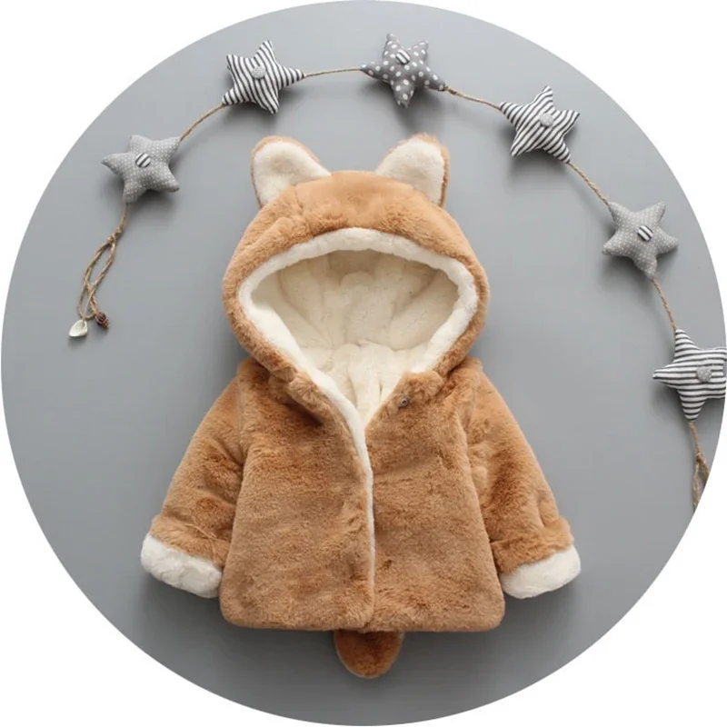 Cute Cat Ears Plush Baby Jacke - Winter Clothing Toddler Girl review and price