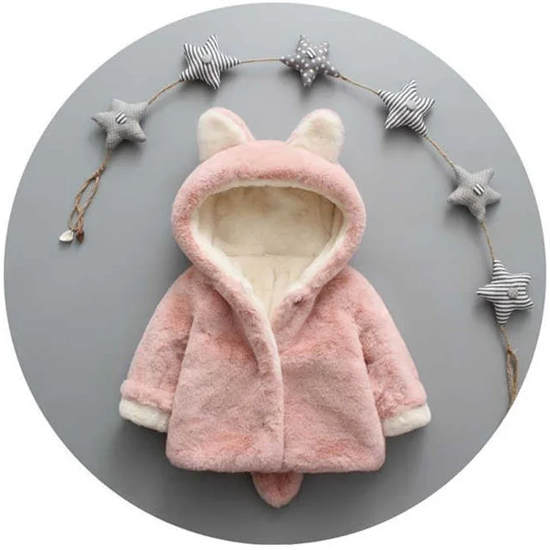 Cute Cat Ears Plush Baby Jacke - Winter Clothing Toddler Girl review and price